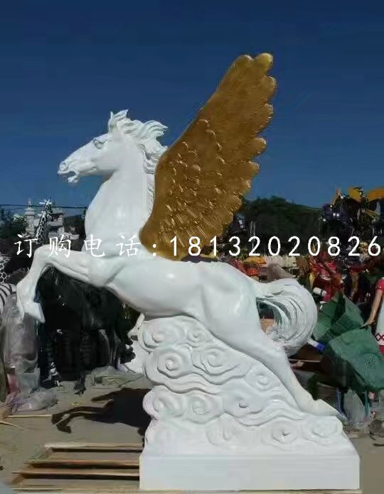 玻璃鋼白馬，飛馬雕塑