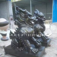 麒麟雕塑，玻璃鋼仿銅神獸