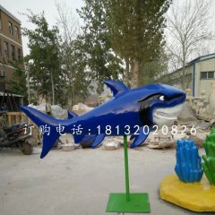 鯊魚(yú)雕塑，玻璃鋼動(dòng)物雕塑
