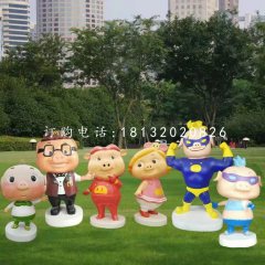 豬豬俠雕塑，玻璃鋼卡通擺件