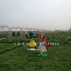 小紅帽與狼外婆雕塑，玻璃鋼卡通雕塑