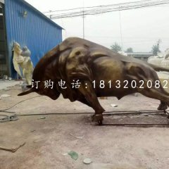 玻璃鋼開荒牛雕塑，仿銅動(dòng)物雕塑