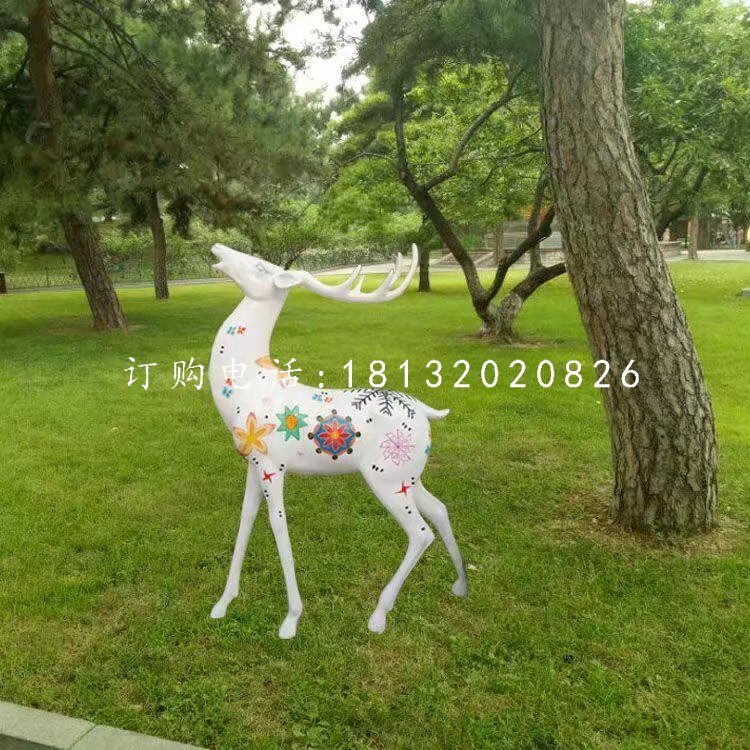 彩繪小鹿雕塑，玻璃鋼動(dòng)物擺件 (4)