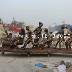 拔蘿卜雕塑，玻璃鋼仿銅小品雕塑