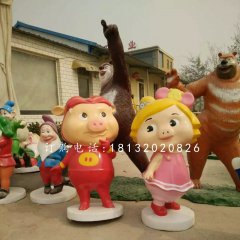 豬豬俠與菲菲公主雕塑，玻璃鋼卡通雕塑