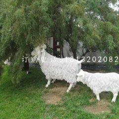 白山羊雕塑，不銹鋼動物雕塑