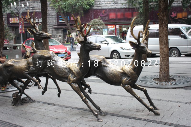 奔跑的鹿銅雕,動(dòng)物銅雕