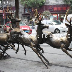 奔跑的鹿銅雕，動物銅雕