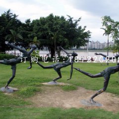 奔跑的小女孩銅雕，公園景觀銅雕
