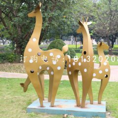 抽象梅花鹿，不銹鋼動(dòng)物雕塑