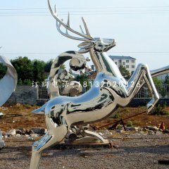 不銹鋼馴鹿雕塑，廣場動物雕塑