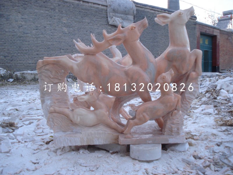 跳躍的小鹿,晚霞紅動(dòng)物雕塑