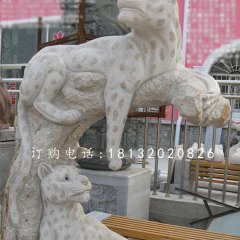 金錢(qián)豹雕塑，街邊動(dòng)物石雕