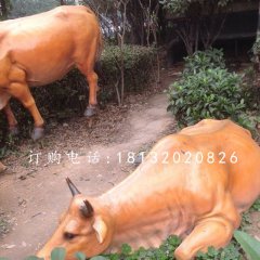 玻璃鋼黃牛，公園動(dòng)物雕塑