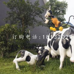 玻璃鋼奶牛雕塑，公園動(dòng)物雕塑