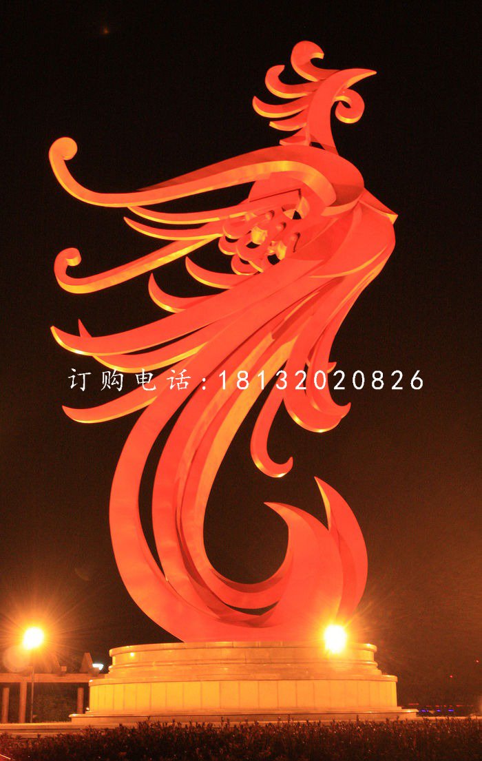 不銹鋼鳳凰雕塑,廣場抽象鳳凰