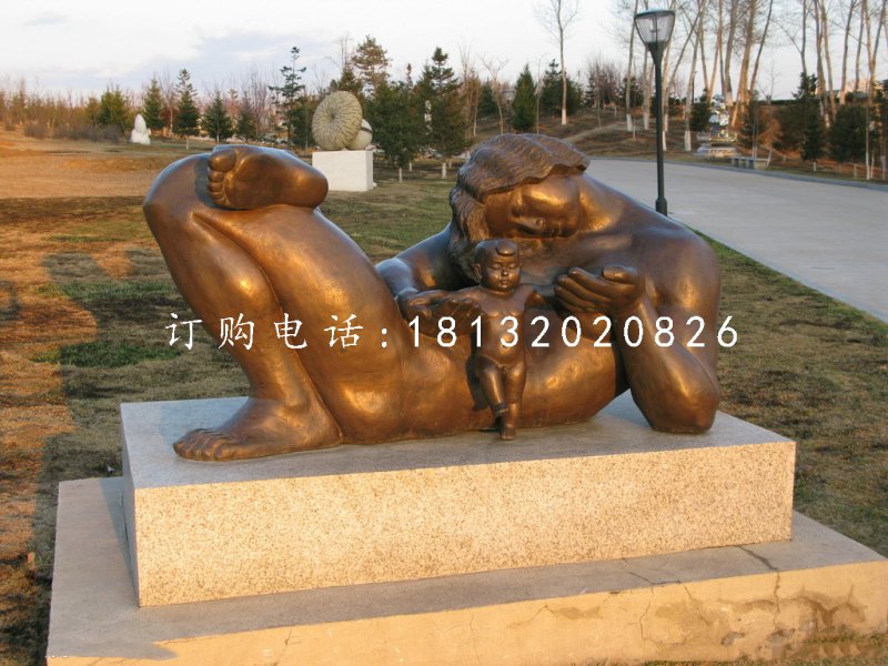 母子情深銅雕,公園人物銅雕