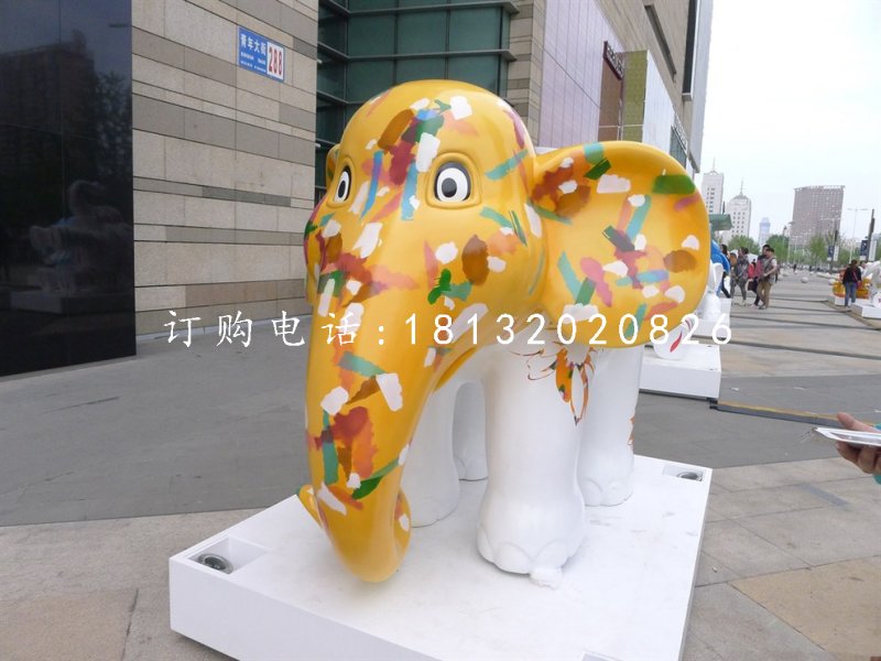 卡通動物擺件，玻璃鋼彩繪小象 (2)