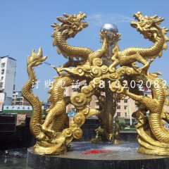 龍戲珠雕塑，銅龍雕塑