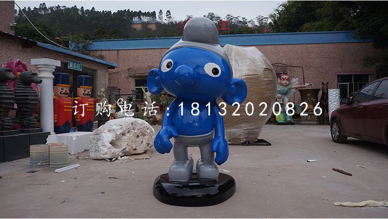 卡通人物雕塑，玻璃鋼藍精靈