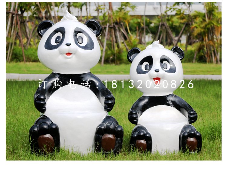 卡通熊貓雕塑,玻璃鋼動物擺件