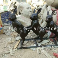 玻璃鋼烤漆動物，小兔子雕塑