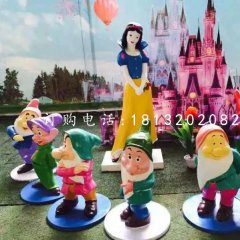 七個小矮人與白雪公主雕塑，卡通人物
