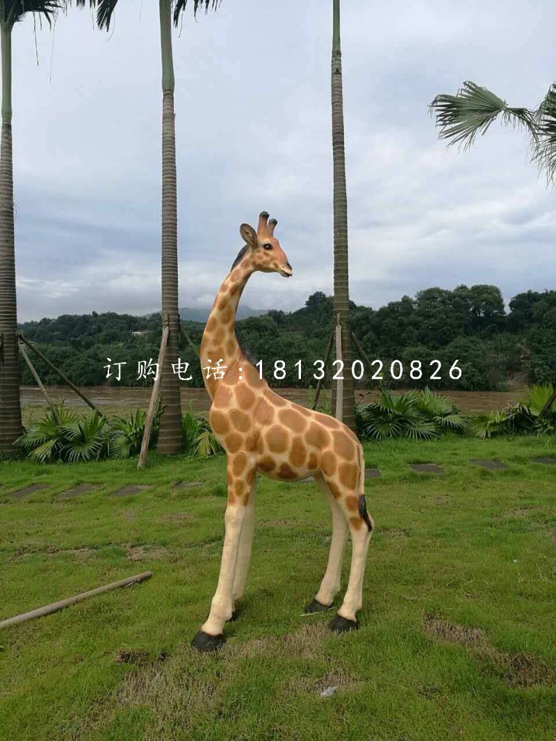 公園長頸鹿雕塑,玻璃鋼動物 (1)