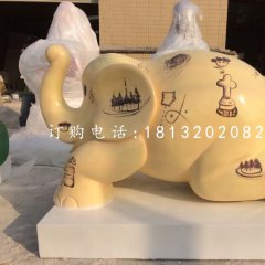 小象雕塑，玻璃鋼彩繪