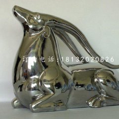 臥著的羚羊雕塑，不銹鋼動(dòng)物雕塑