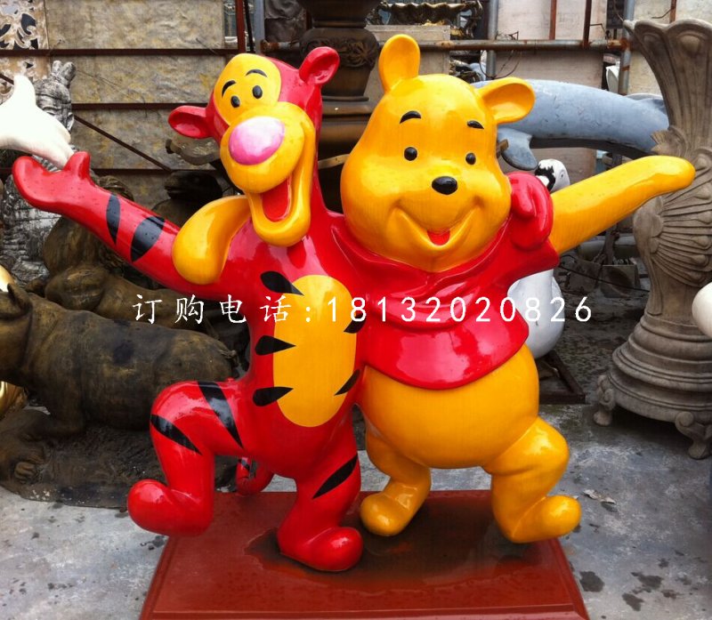 維尼熊跳跳虎雕塑,玻璃鋼卡通雕塑
