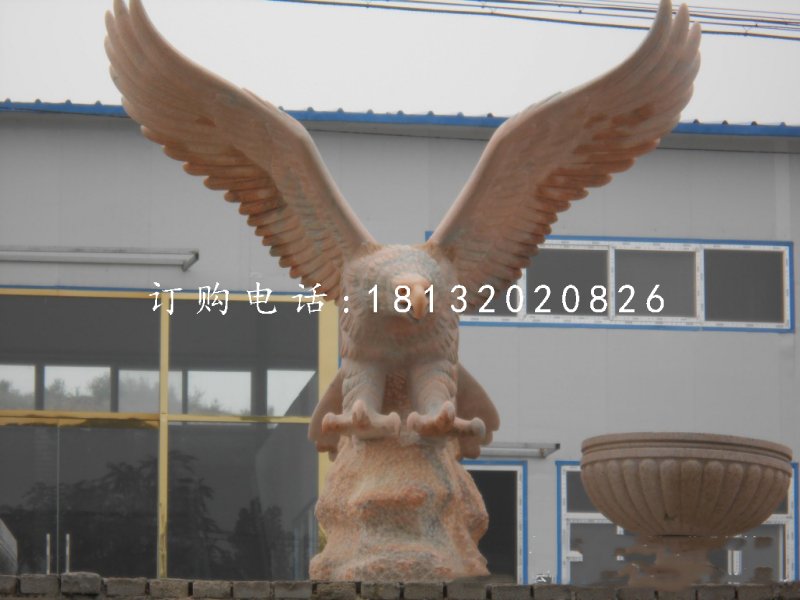 雄鷹石雕,晚霞紅老鷹石雕