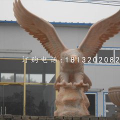 雄鷹石雕，晚霞紅老鷹石雕