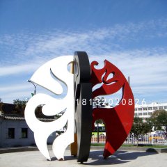 抽象臉譜雕塑，廣場不銹鋼雕塑