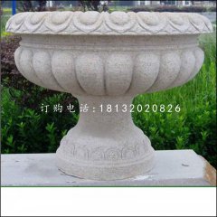 花缽石雕，公園石花盆