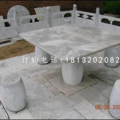 方桌圓凳石雕，公園休息椅