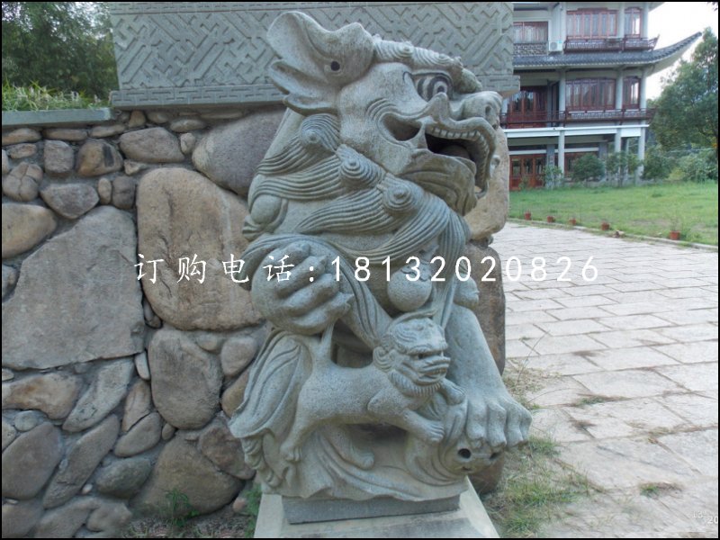 南獅石雕,青石小獅子
