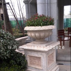 歐式花盆雕塑，花缽石雕
