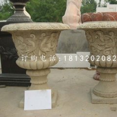 砂巖花盆，歐式花缽雕塑