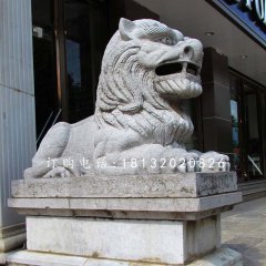 西洋獅石雕，銀行門口石獅子
