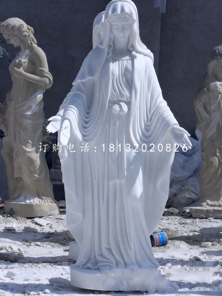漢白玉圣母雕塑，西方人物石雕