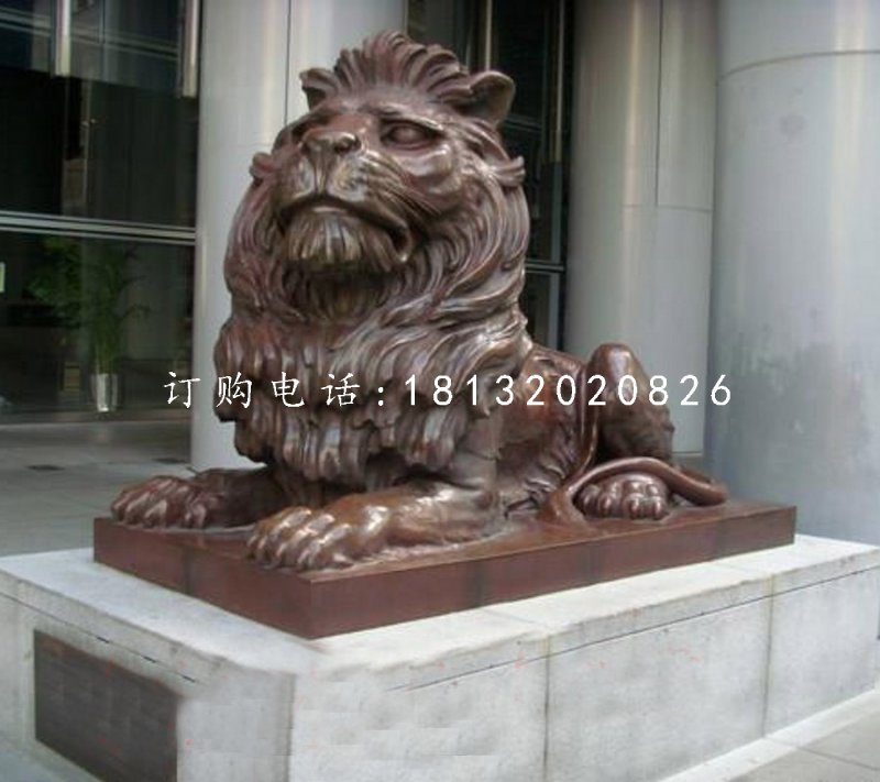 趴著的西洋獅銅雕,銅獅子