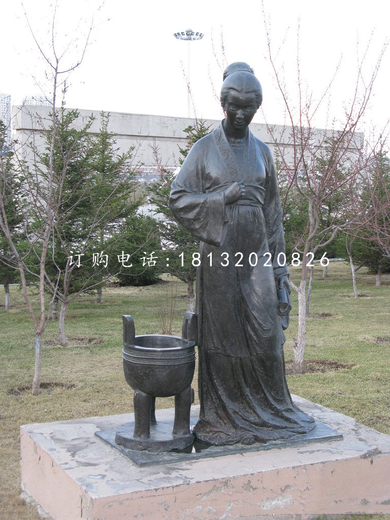 李清照銅雕，古代詩人銅雕
