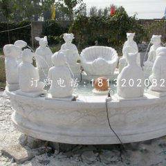 十二生肖噴泉石雕，漢白玉景觀石雕