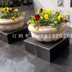 小型石花盆，花缽石雕