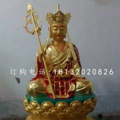 坐式地藏王，銅雕彩繪佛像