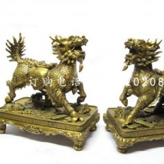鑄銅麒麟雕塑，銅雕神獸