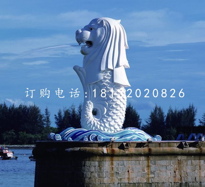 魚尾獅石雕，廣場景觀石雕