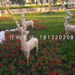 公園小鹿石雕，動物雕塑
