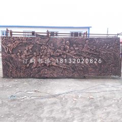 八路軍打仗銅浮雕，公園墻壁銅浮雕
